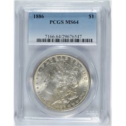 1886 MORGAN SILVER DOLLAR, PCGS MS-64  SUPER!