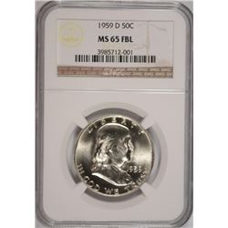1959-D FRANKLIN HALF DOLLAR, NGC MS-65 FBL