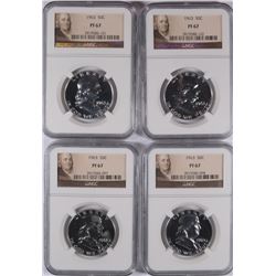 LOT OF ( 4 ) 1963 FRANKLIN HALF DOLLARS, NGC PROOF-67