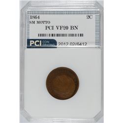 1864 TWO CENT PIECE SMALL MOTTO, PCI  VF-20   RARE!!