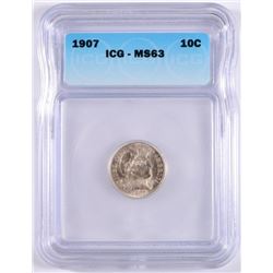 1907 BARBER DIME ICG MS-63