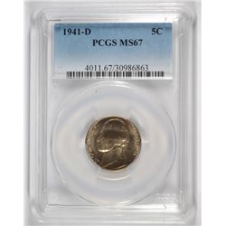 1941-D JEFFERSON NICKEL, PCGS MS-67