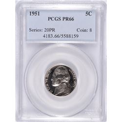 1951 JEFFERSON NICKEL, PCGS PROOF-66