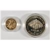 Image 2 : 1987 2 PCS CONSTITUTION PROOF COMMEMORATIVE SET: $5.00 GOLD AND SILVER DOLLAR