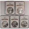 Image 1 : DEALER LOT OF ( 5 ) 2003 AMERICAN SILVER EAGLES, NGC MS-69!
