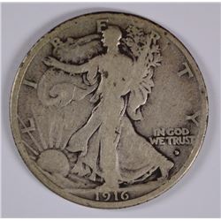 1916-D WALKING LIBERTY HALF DOLLAR VG/F