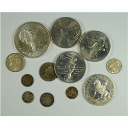 LOT OF  ( 12 ) FOREIGN SILVER COINS: ( 5 ) LARGE & ( 7 )  OLDER COINS 1872-1942