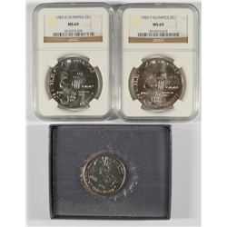 2-OLYMPIC SILVER DOLLARS NGC MS-69 (1983 P & D) and 1991 MT RUSHMORE HALF  w/BOX