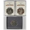 Image 1 : 2-OLYMPIC SILVER DOLLARS NGC MS-69 (1983 P & D) and 1991 MT RUSHMORE HALF  w/BOX