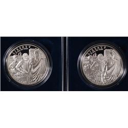 ( 2 ) 2007 JAMESTOWN PROOF COMMEMORATIVE SILVER DOLLARS IN ORIG BOX/COA