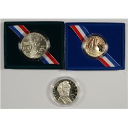 U.S. COMMEMS: 1991 BU KOREAN & 2009 Pf LINCOLN SILVER DOLLARS & 86 LIBERTY 1/2