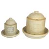Image 1 : Stoneware bell feeders (2), Red Wing 1 gal & 2 gal 2-pc feeders, 1 gal feeder Exc cond w/sm inner ch