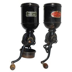 Coffee grinders (2), Universal No. 12 w/catch cup, Exc cond & No. 14, VG cond,  mfgd by Landers, Fra