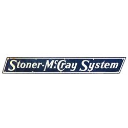 Advertising sign, Stoner-McCray System, porcelain, minor upper left corner loss, o/wise Exc cond, 8"