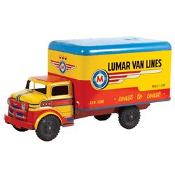 Toy truck, Marx Lumar Van Lines, pressed steel, straight body, Exc cond, 17"L.