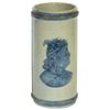 Image 1 : Stoneware vase, Old Sleepy Eye, Indian & cattails, Flemish blue & gray, VG+ cond w/small area of gla
