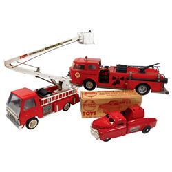 Toy Fire Engines (3), Buddy L '50s Fire Emergency, missing ladders, o/wise Exc cond, box flaps torn,
