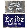 Image 1 : Automobilia, porcelain signs (2), Ford Battery Sales-Service, made by Veribrite Sign Co, Fair cond w
