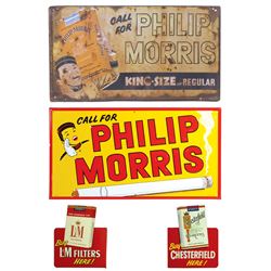 Tobacciana signs (3), Phillip Morris, by Stout Sign Co.-St. Louis, Exc cond, 14.5"H x