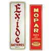 Image 1 : Automobilia, signs (2), Exide Batteries, by Stout Sign Co.-St. Louis, VG cond, 39.5"H x 14"W & MoPar