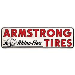 Automobilia, sign, Armstrong Rhino-Flex Tires, embossed self-framed metal, mfgd by Stout Sign Co.-St