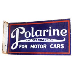 Petroliana, sign, Polarine, The Standard Oil For Motor Cars, 2-sided porcelain flange, 1 side VG con