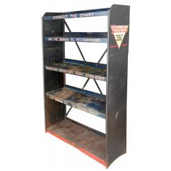 Petroliana, display stand, Polarine-The Perfect Motor Oil, metal 5-shelf display w/adv on front & bo