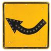 Image 1 : Automobilia, highway signs (2), STOP & curve arrow, both stamped steel w/cat-eye reflectors & VG+ co