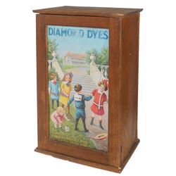 Country store cabinet, Diamond Dye, Children Skipping Rope embossed metal door panel by Wells & Rich