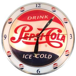 Pepsi-Cola clock, double-bubble light-up made by Advertising Products, Inc.-Cincinnati, OH, metal &