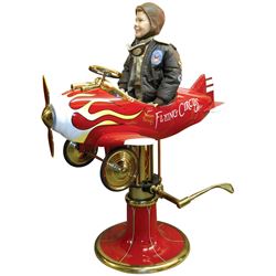 Barber shop child's chair, airplane, "Waldo Pepper's Flying Circus", prof restored, Exc cond, 51"H x