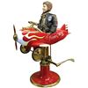Image 1 : Barber shop child's chair, airplane, "Waldo Pepper's Flying Circus", prof restored, Exc cond, 51"H x