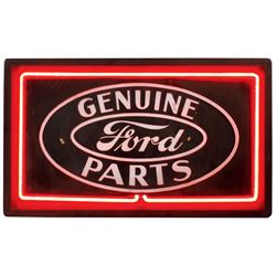 Automobilia, sign, Ford Genuine Parts w/red neon border, made by Sales Equipment Co.-Detroit, MI, me