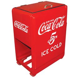 Coca-Cola cooler, Westinghouse Junior, stamped steel, embossed on all sides, Exc restored cond, 34"H