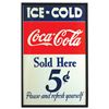 Image 1 : Coca-Cola sign, "Ice Cold Coca-Cola Sold Here 5 Cents", a 1930's paper poster that's extremely diffi