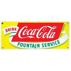 Coca-Cola sign, Fountain Service, porcelain, very clean w/bright colors, Near-Mint cond, 11.75"H x 2