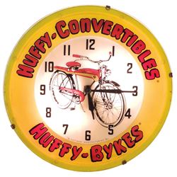 Bicycle clock, Huffy-Convertibles, Huffy-Bykes, mfgd by the Huffman Mfg Co.,  plastic, VG working co