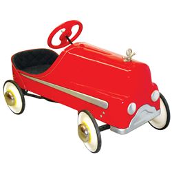 Child's pedal car, racer, mfgd by Garton, prof restored, Exc cond, 20"H x 33"L x 15"W.