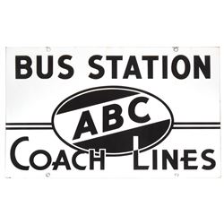 Automobilia, sign, ABC Coach Lines Bus Station, made by Veribrite Signs-Chicago, IL, 2-sided porcela