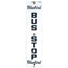 Image 1 : Automobilia, sign, Bluebird Bus Stop, porcelain, VG+ cond, 24"H x 6"W.