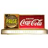 Image 1 : Coca-Cola light-up motion sign, "Pause", c.1950, Exc restored working cond, 9"H x 19"W x 5"D.