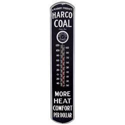 Coal thermometer, Harco Coal, a Peabody Product, porcelain, VG/Exc cond w/some restoration, 39 H x 8