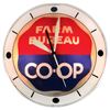 Image 1 : Advertising clock, Farm Bureau Co-op, double-bubble light-up w/red, white & blue face, made by Adver