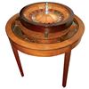 Image 1 : Gambling, roulette wheel w/table, C.L. Thorn, mixed woods, 6 player chip compartments, missing 3 chi