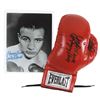 Image 1 : Sports, boxing glove, signed by Raging Bull Jake LaMotta, Everlast red 12 & signed photo, Exc cond, 