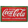 Image 1 : Coca-Cola sign, "Delicious & Refreshing", porcelain, dated 1932, some inpainting in red & on edges, 