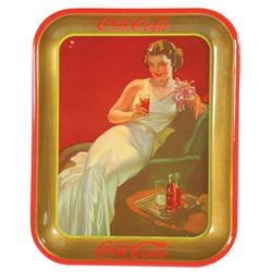 Coca-Cola serving tray & documents (7), 1936 Girl in Evening Gown, American Art Works, Coshocton, O.