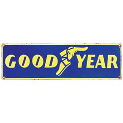 Automobilia, sign, Goodyear Tires, porcelain, c.1950's, VG cond w/slight edge loss, 7"H x 24"W.