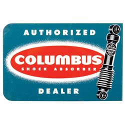 Automobilia, sign, Columbus Shock Absorber Authorized Dealer, 2-sided metal flange, mfgd by Advertis