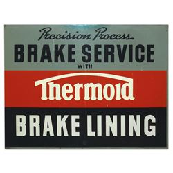 Automobilia, sign, Thermoid Brake Lining, 2-sided metal flange, Exc both sides, 20"H x 26"W.